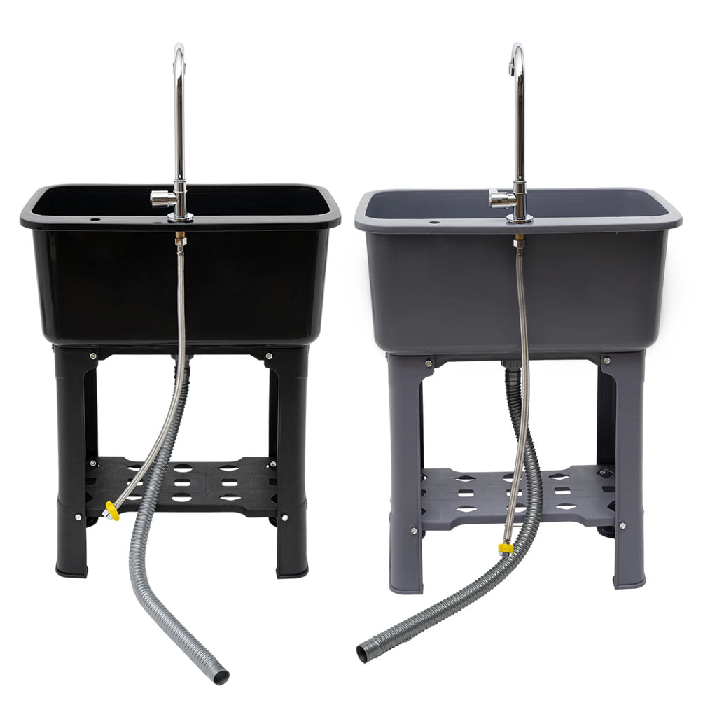 Black/Gray Floor-standing Large Sinks, Faucet, Drain