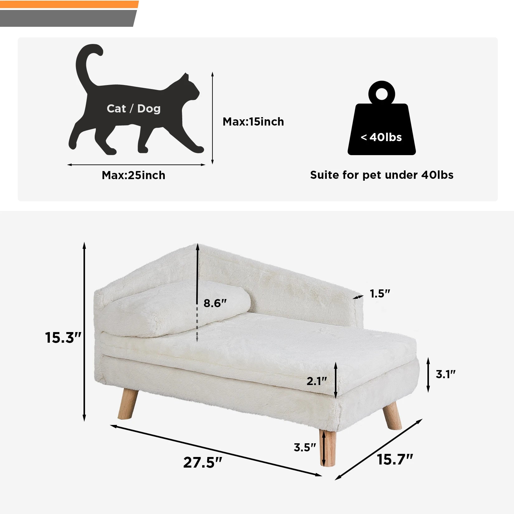 Elevated Pet Bed, Waterproof Sofa Bed, Small
