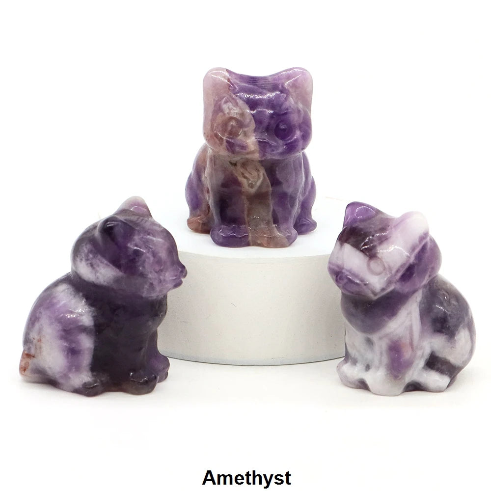 1.2" Mini Hand Carved Animal Kitty Figurine