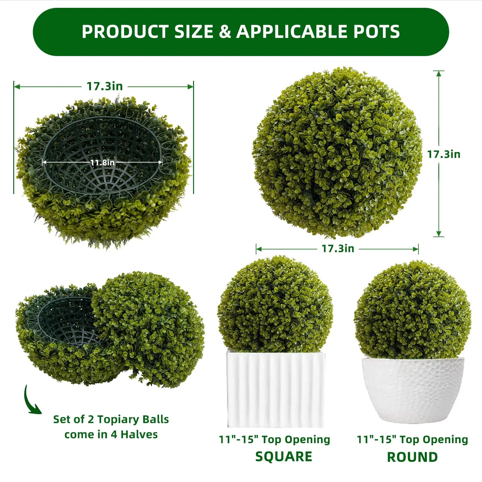 Topiary Balls, Artificial, Outdoor, Set of 2