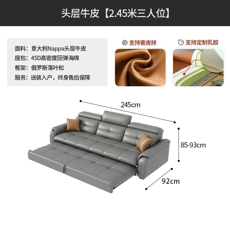 Genuine Leather Corner Sofa, Electric Reclining, Storage