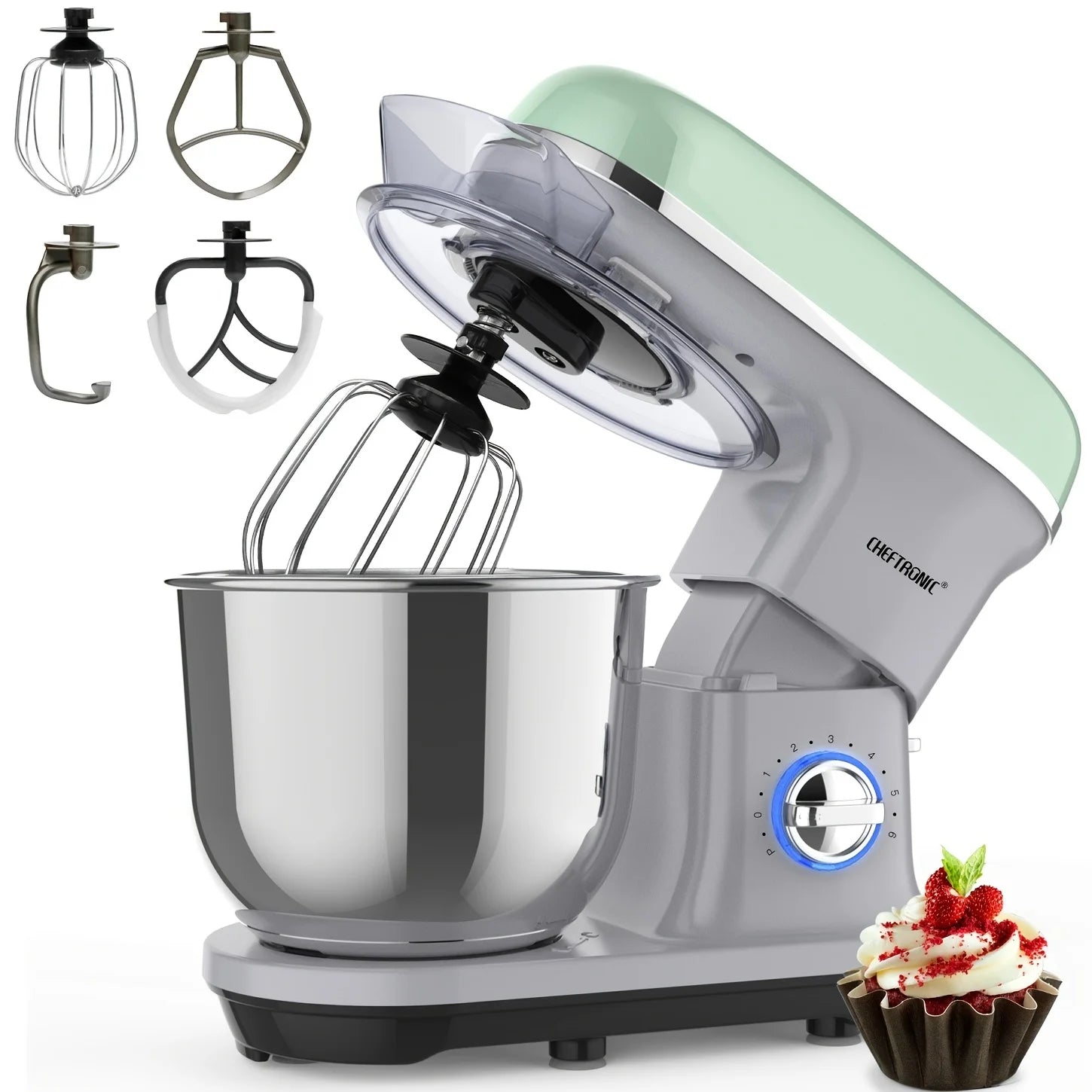 Stand Mixer, 5.5QT, 500W 6+P Speed