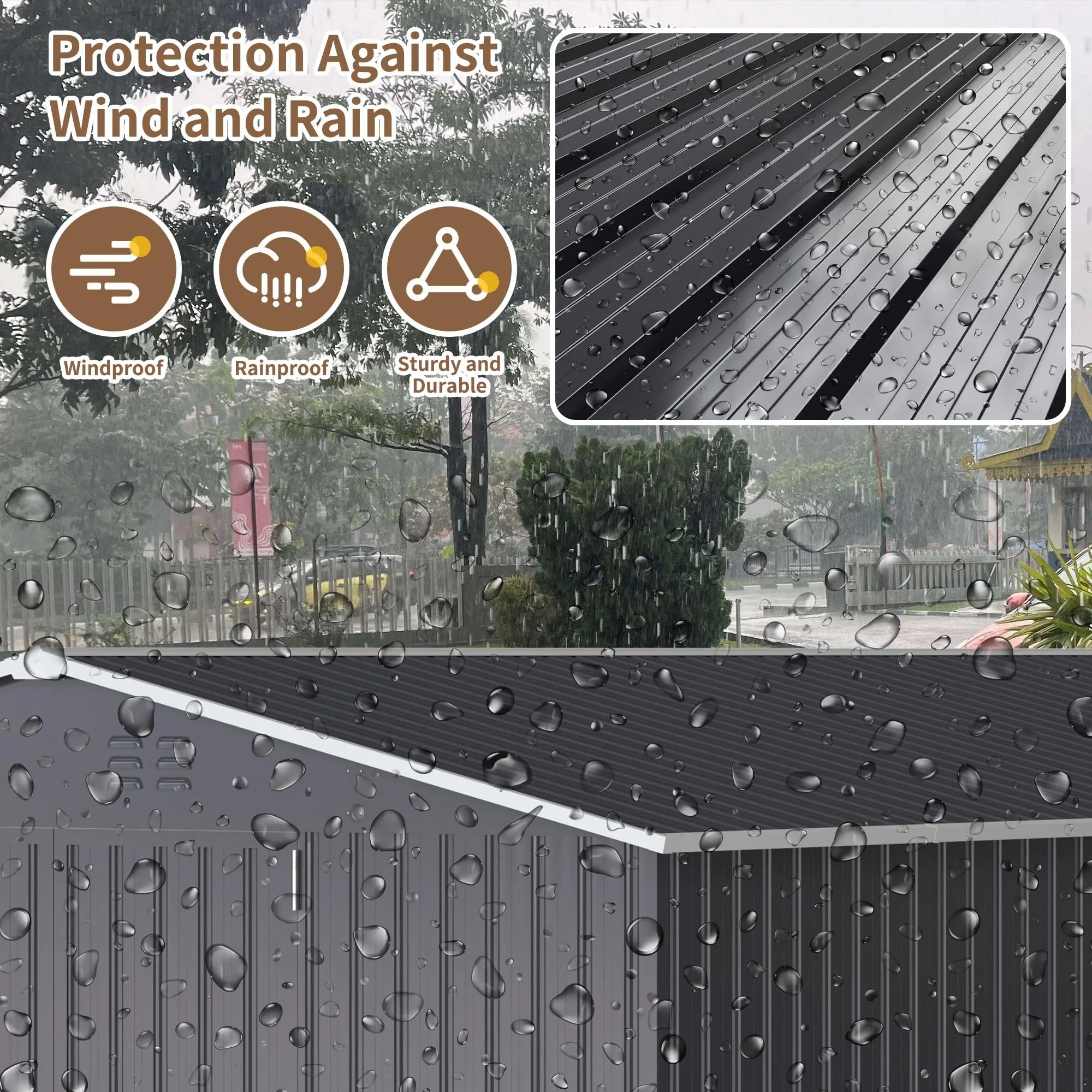 10x10~12x18FT Outdoor Metal Storage Shed w/ Lockable Door