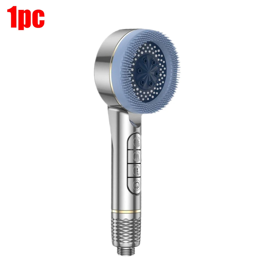 4 Modes Shower Head, Silicone Brush, High Pressure, Filter