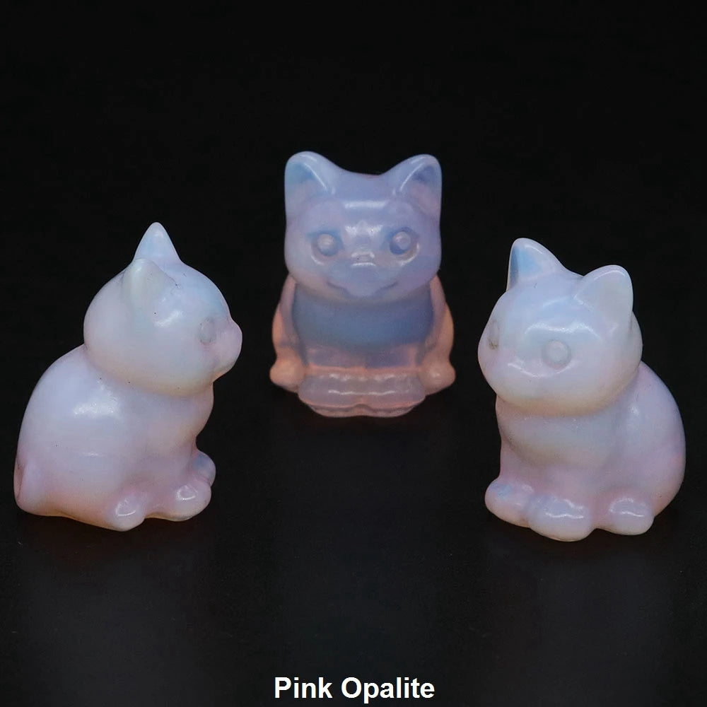 1.2" Mini Hand Carved Animal Kitty Figurine