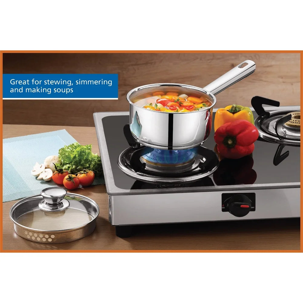 Stainless Steel Saucepan with Straining Lid, 1qt