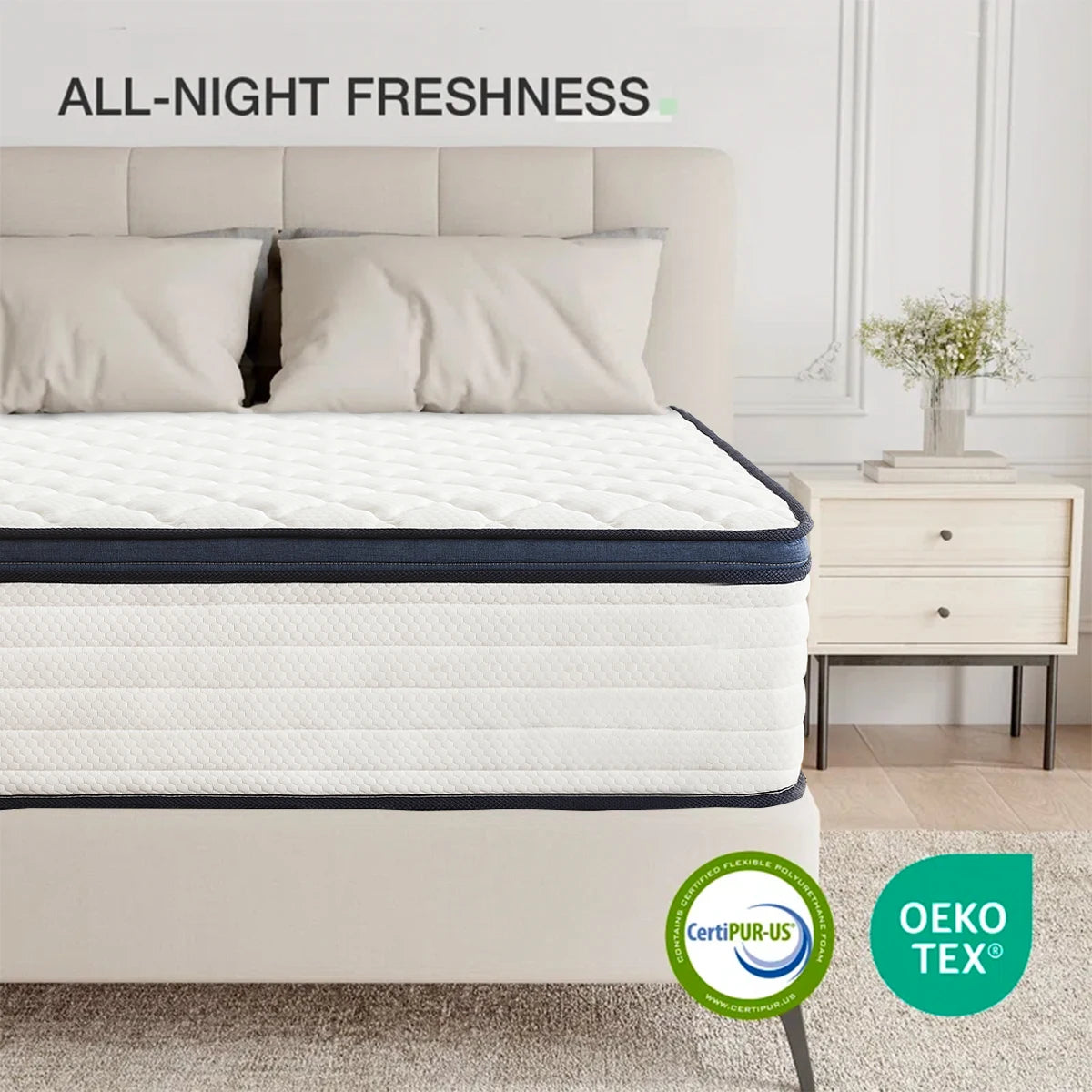 Queen Size Mattress Gel Memory Foam, Medium Firm Comfort