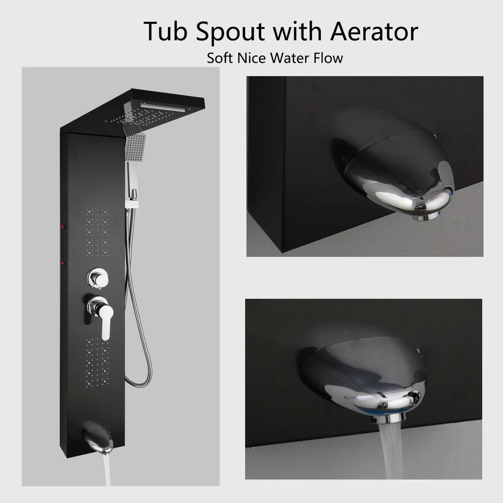 Shower Tower Waterfall Shower Head, Body Massage Jet