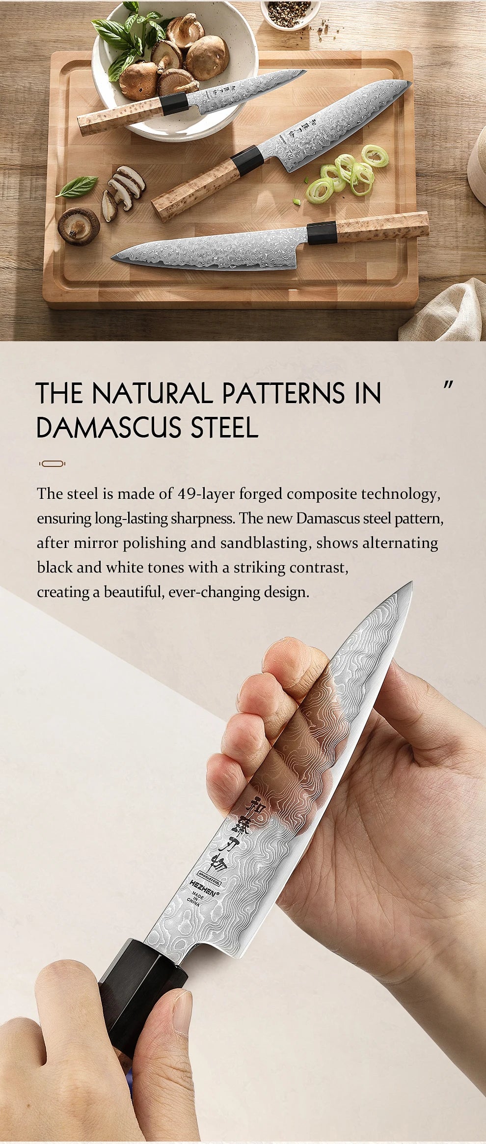 1PC Or 3PC Knife Set Damascus Steel Chef Knives