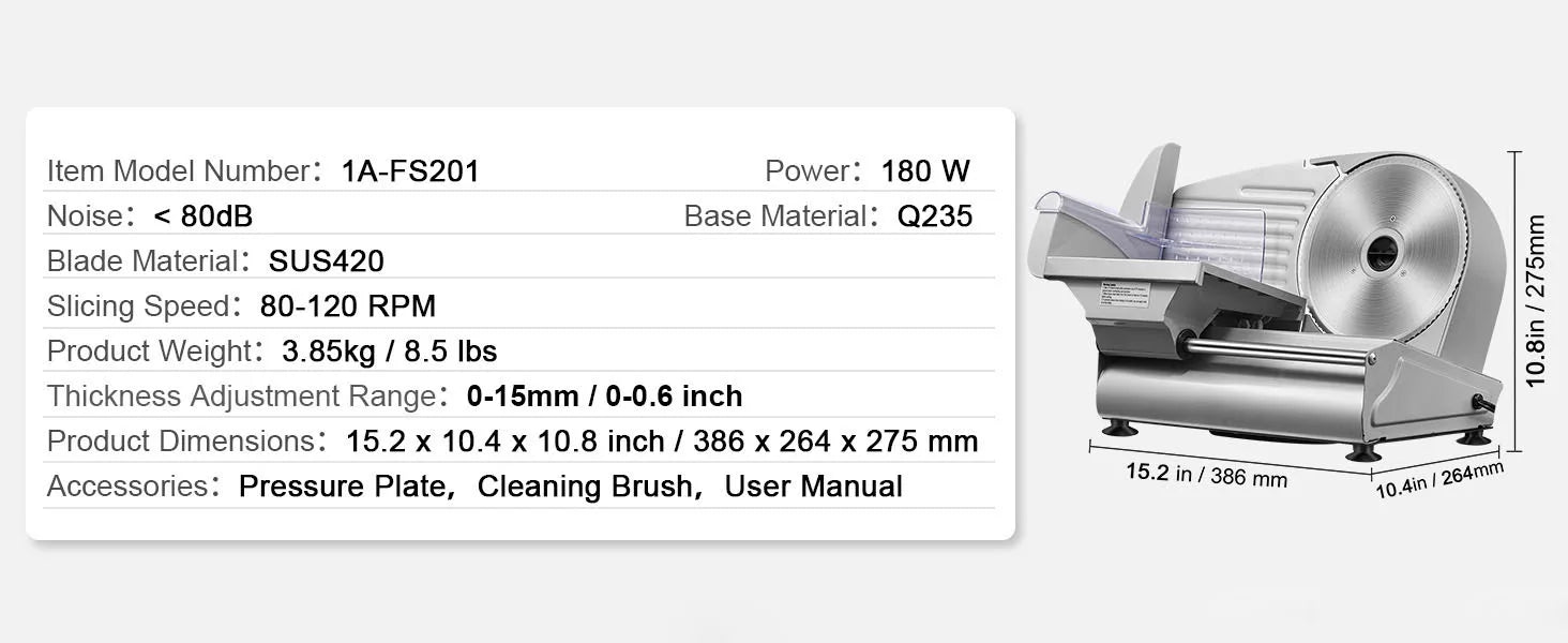 Electric Deli Food Slicer, Adjustable Thickness