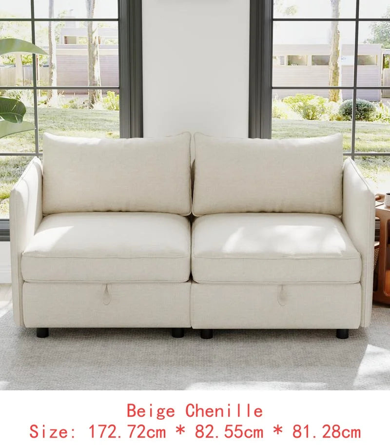 Sectional Sofa with Storage, Flexible Fabric Sleeper
