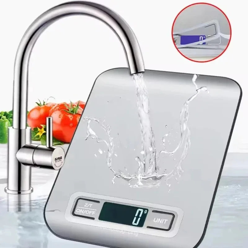 5kg-1g Kitchen Scale, LED Display, Stainless Steel Panel