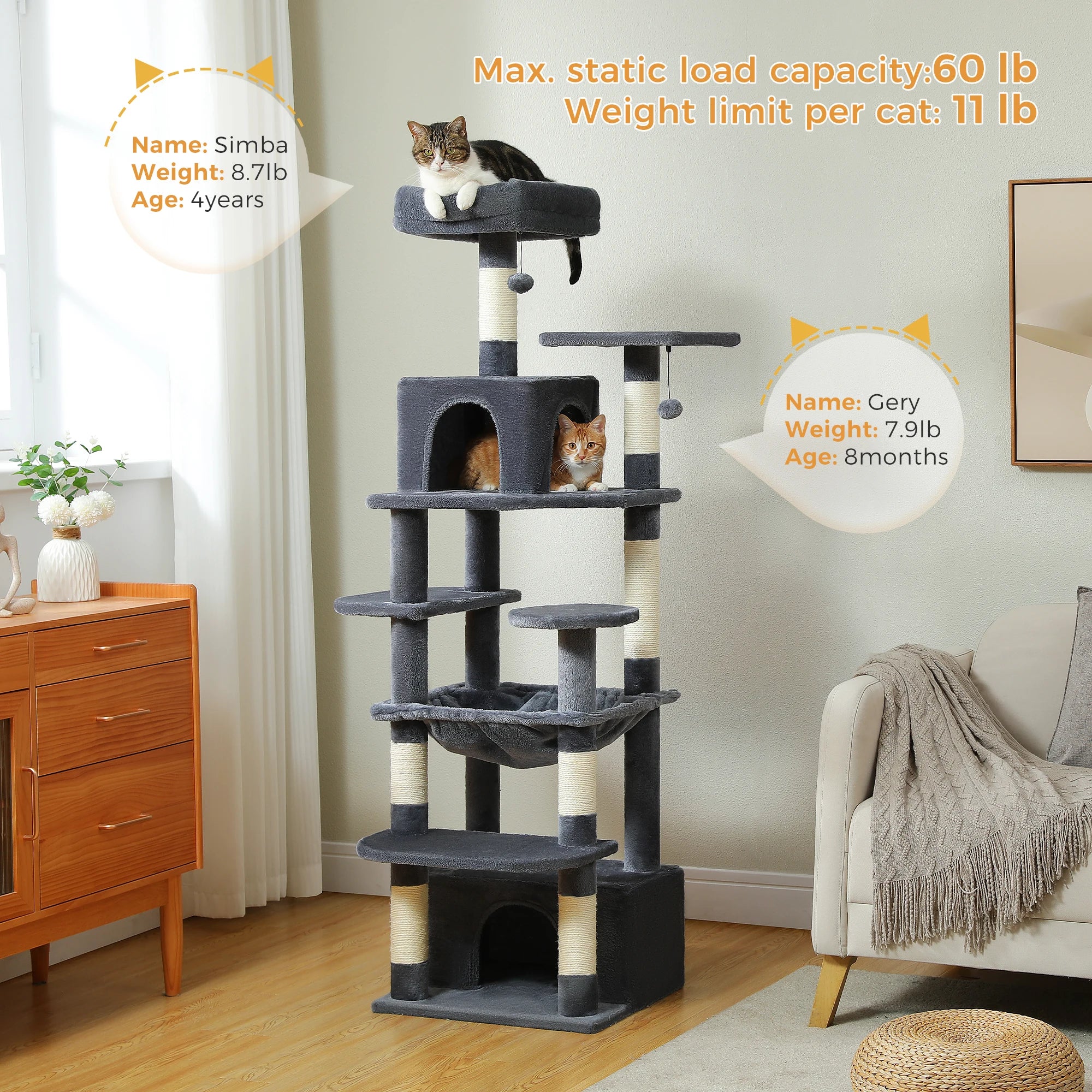 Large Cat Tree and Tower for Indoor Cats
