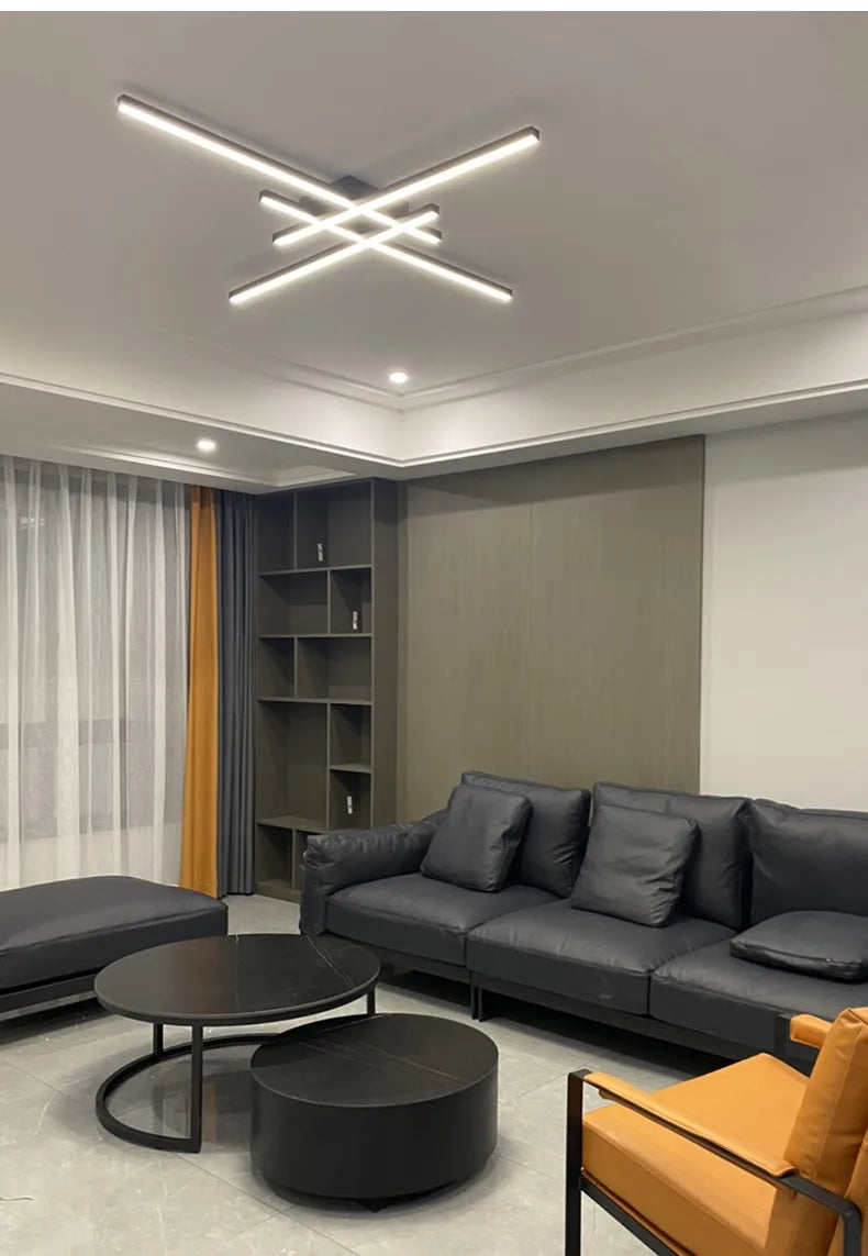 square led ceiling lamp, strip lights, black, white