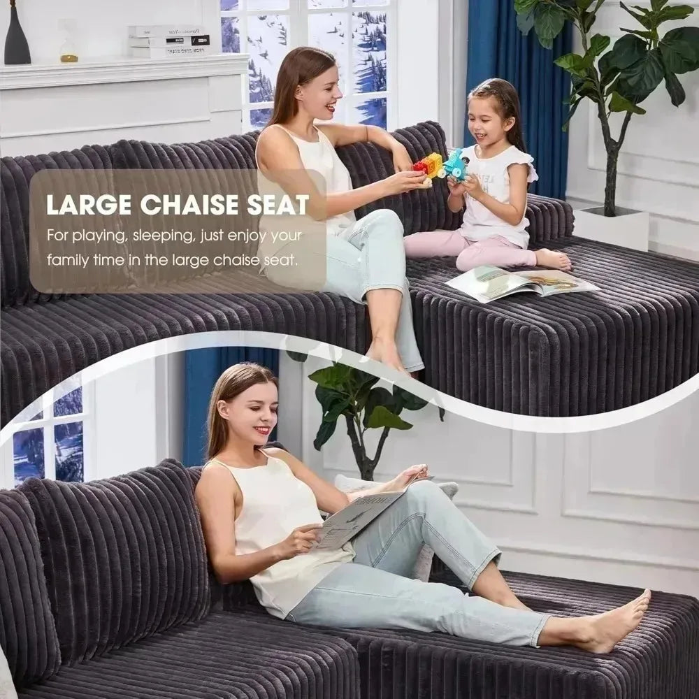 L-Shaped 3-Seat Sectional Sofa, Storage Modules