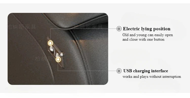 Genuine Leather Corner Sofa, Electric Reclining, Storage