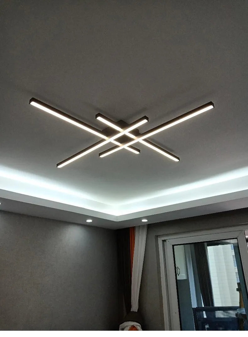square led ceiling lamp, strip lights, black, white