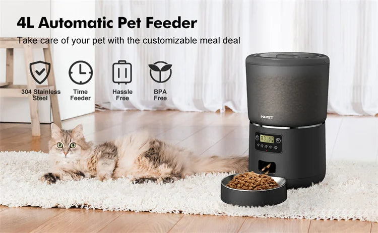 smart pet feeder, cats, dogs, stainless steel bowl