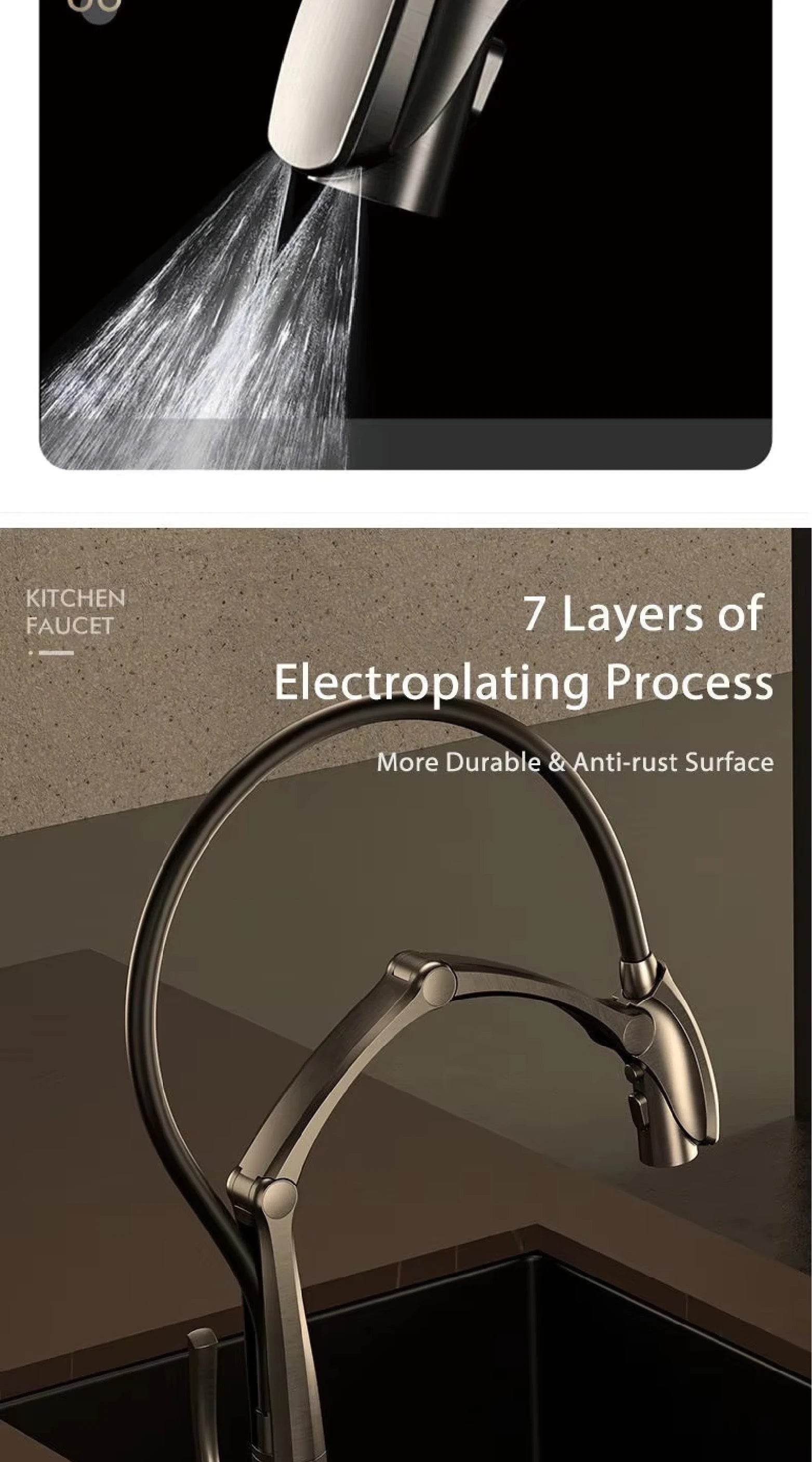 Kitchen Faucet, 3-Function Spray, Touchless, Multiple Finishes