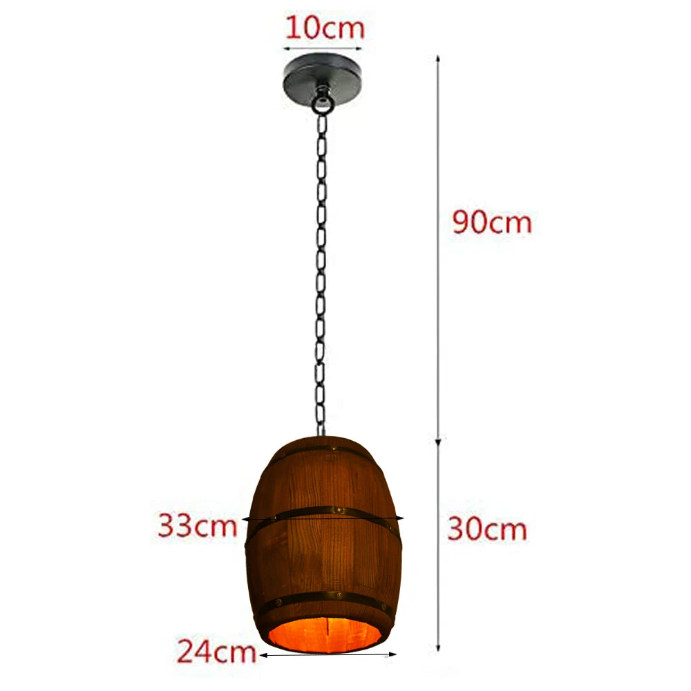 Wood Wine Barrel Pendant Light, Industrial Ceiling Lamp