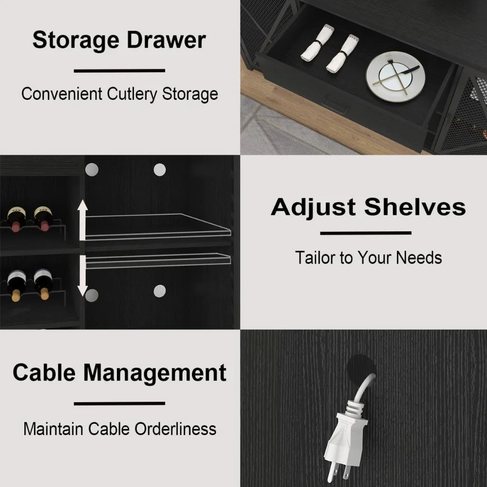 Long Coffee Bar, Wine, Liquor Cabinet, Fridge Space