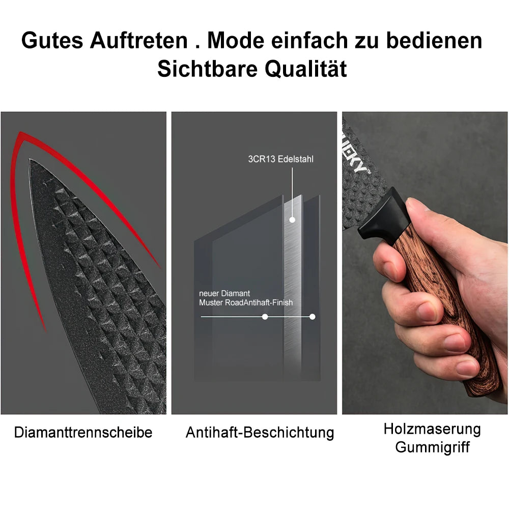 6pcs High Carbon Stainless Steel Knives, Wood Handle