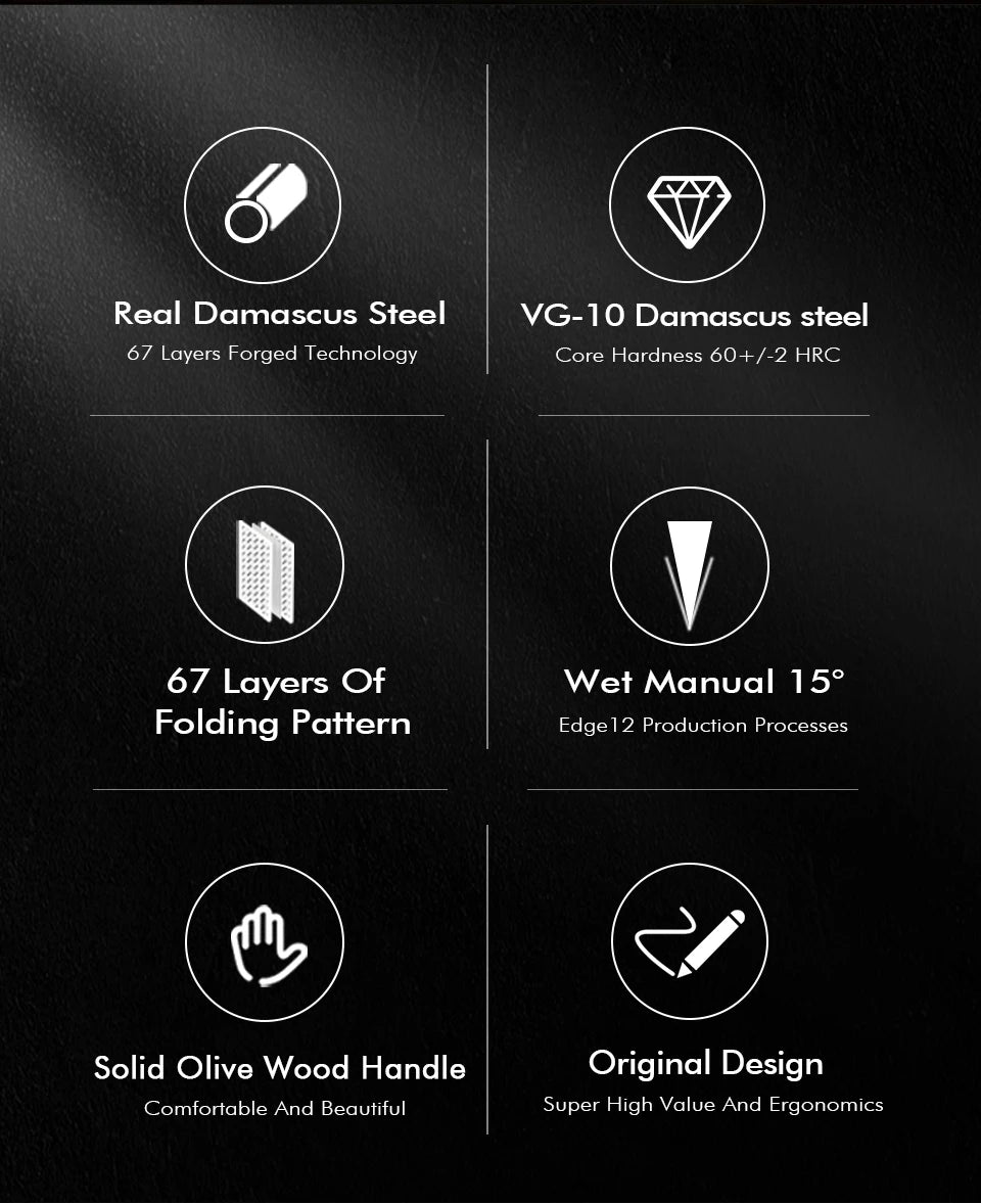 7 " Nakiri Knife 67 Layer Damascus Steel