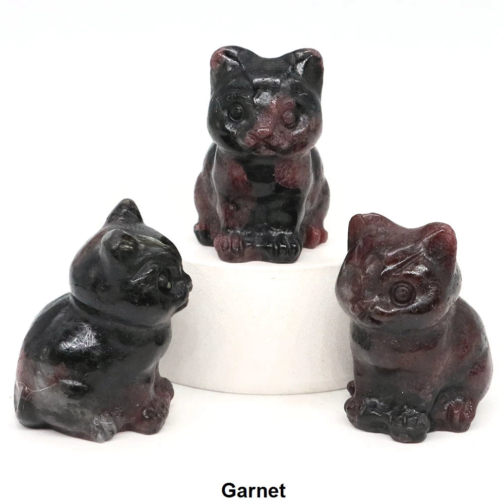 1.2" Mini Hand Carved Animal Kitty Figurine