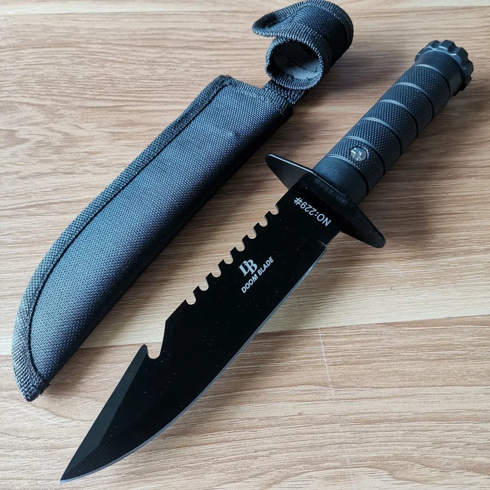 Stainless Steel Knife Set: Fixed & Folding Blades, Sheath