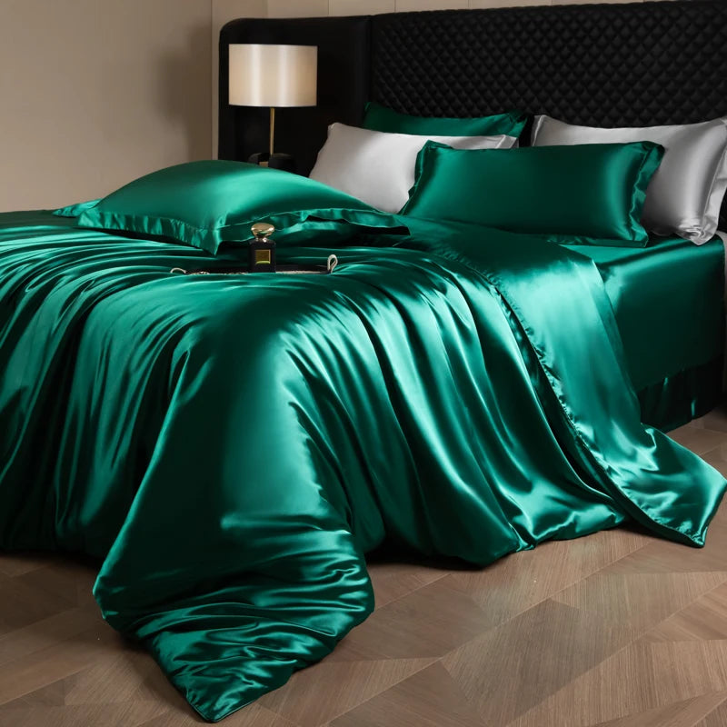 Silk Bedding Set, Duvet Cover, Fitted/Flat, Pillowcases