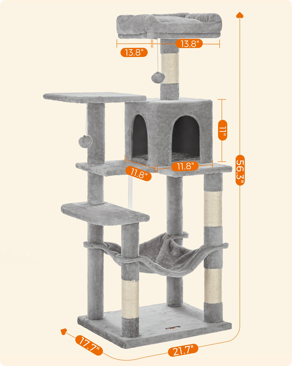 56.3-Inch Cat Tower for Indoor Cats
