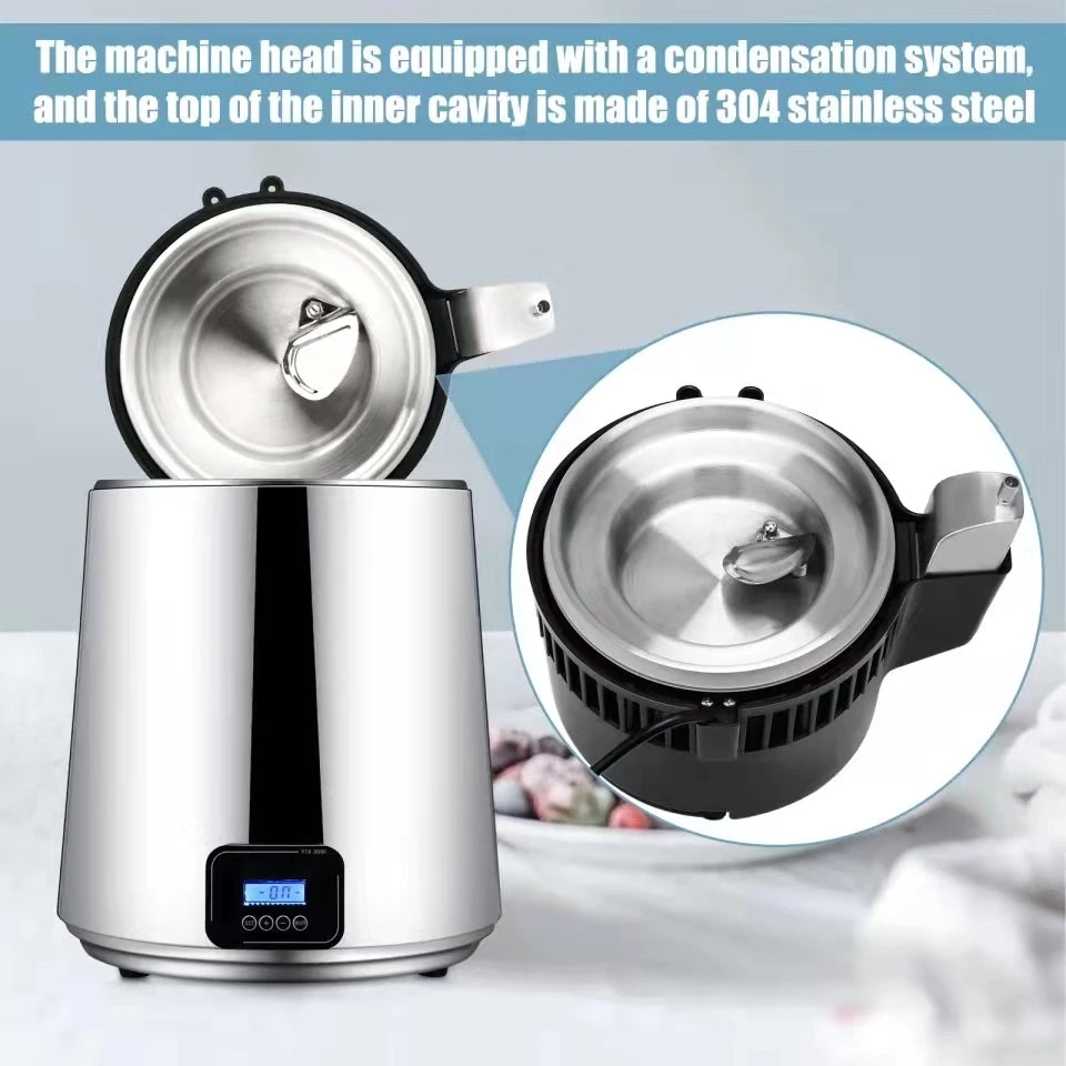 4L Water Distiller, Stainless Steel, Outlet Glass Container