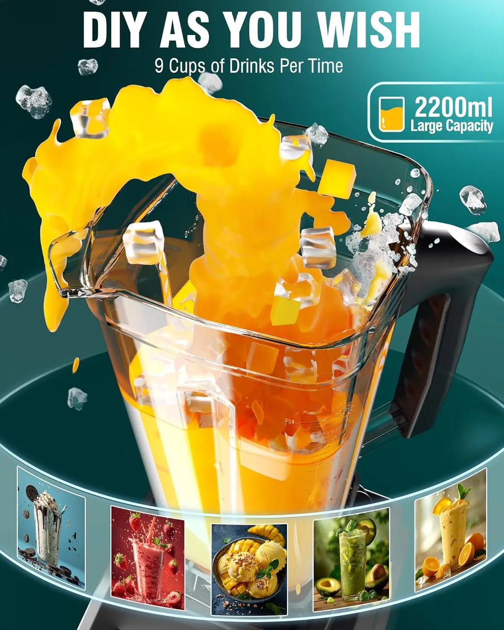 Commercial Blender Max 1800W High Power with Timer