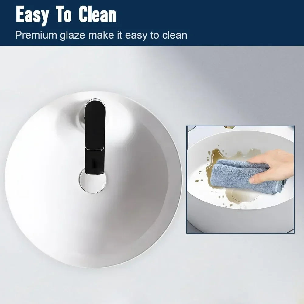 14" Ceramic Round Bathroom Countertop Sink