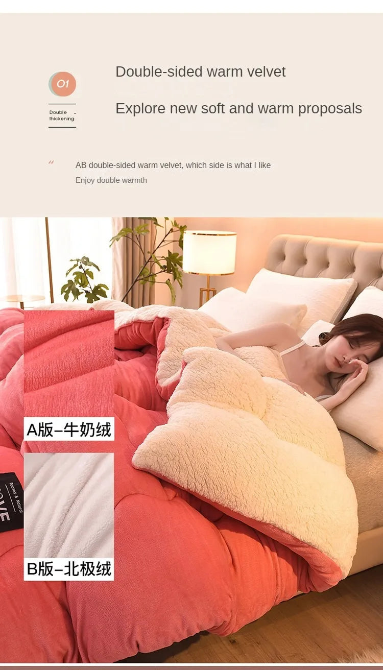 Lamb Wool/Cotton Quilt, Double sided, Various Colors, Sizes