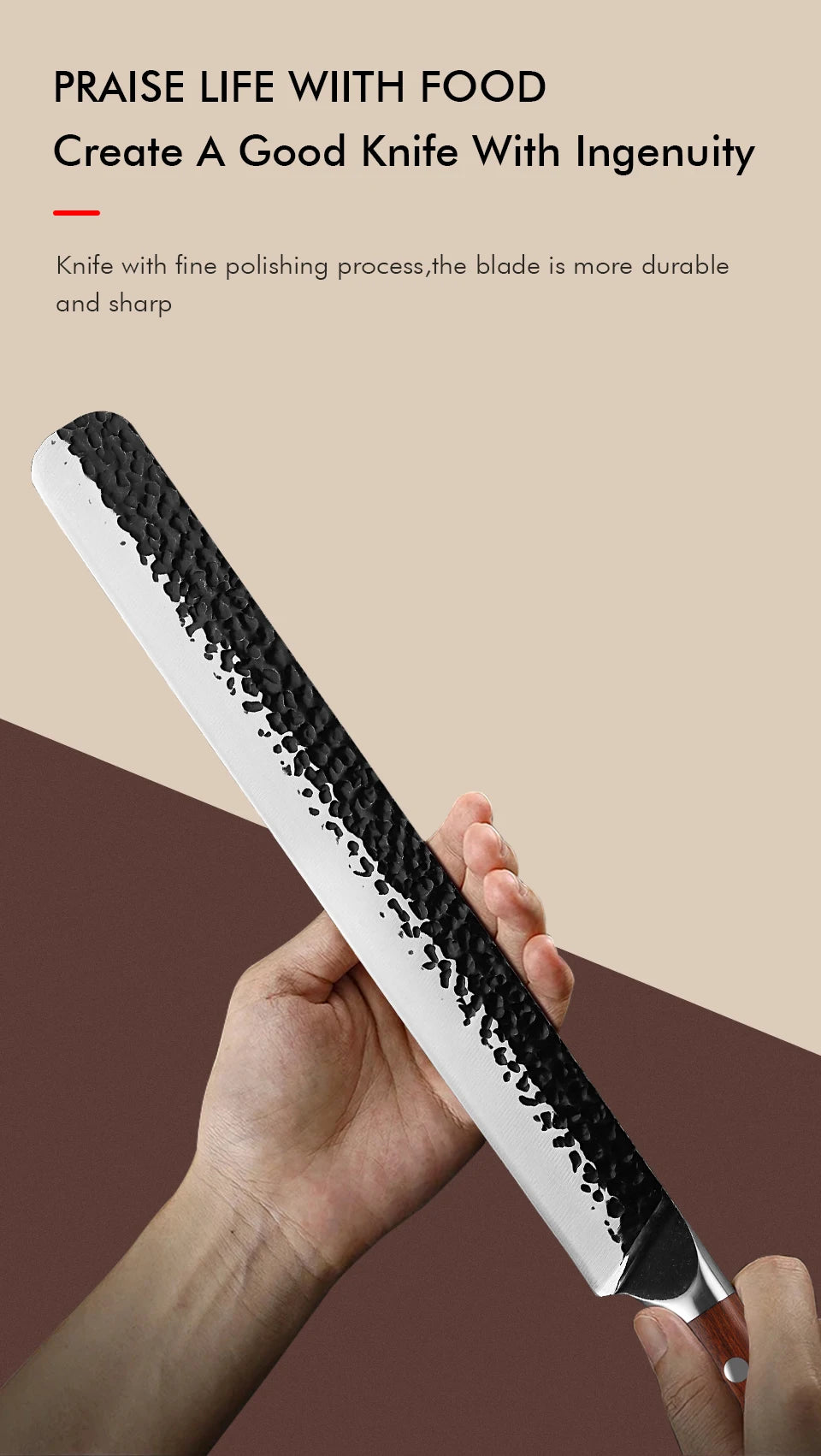 Japanese Hand Forged Slicing Knife Stainless Steel