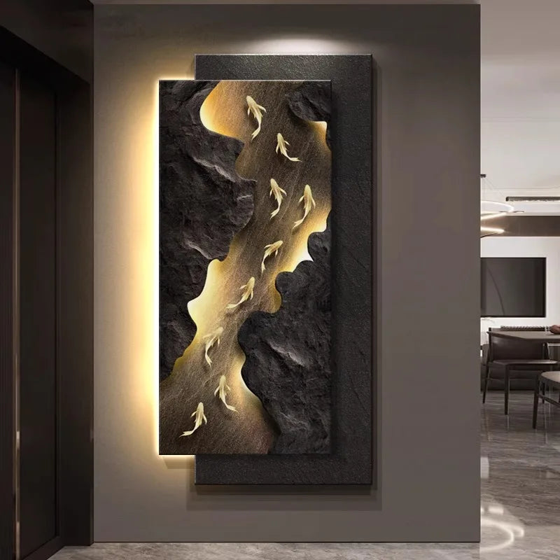 Led, Koi Fish Hanging Art Wall Lamps