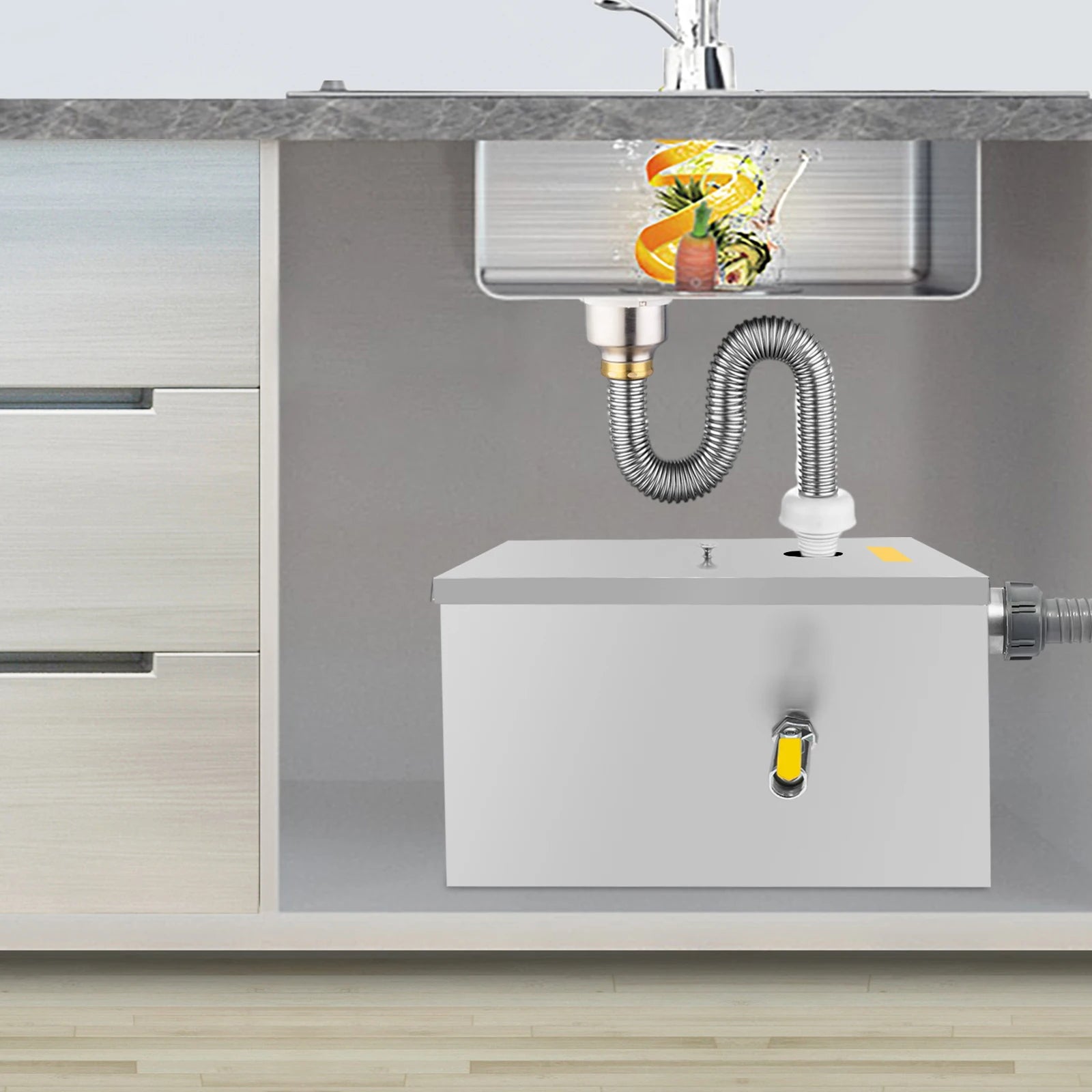 20L Stainless Steel Grease Interceptor w/Automatic Shut-off