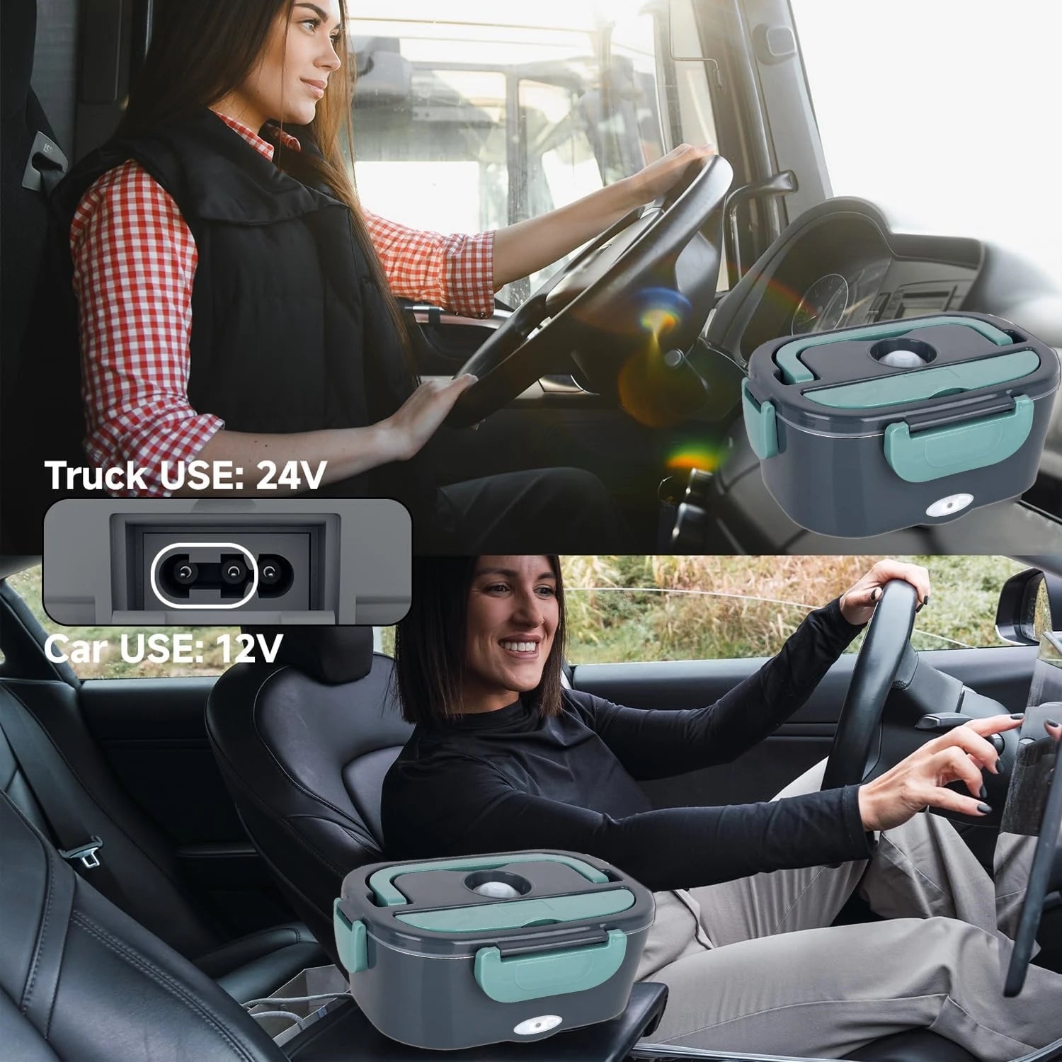 Heated Lunch Box. Dual Stainless Steel Containers, Portable