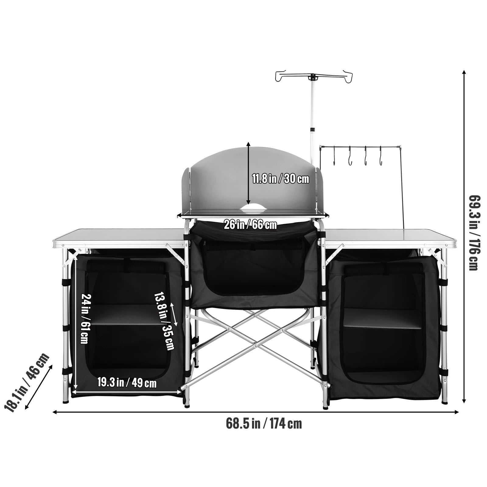 Outdoor Kitchen Table Foldable Cooking, Aluminum Alloy Frame