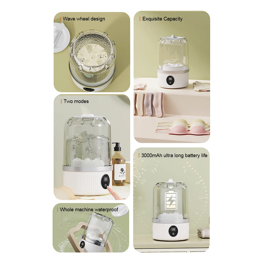 Cordless Small Washing Machine, Portable for Travel