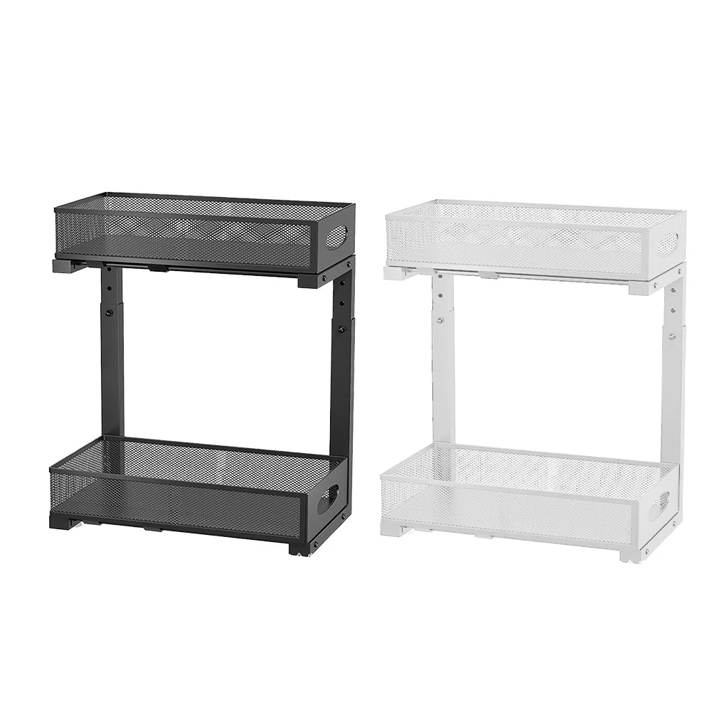 2-Tier Adjustable Height Under Sink Organizer, Pull Out Drawer