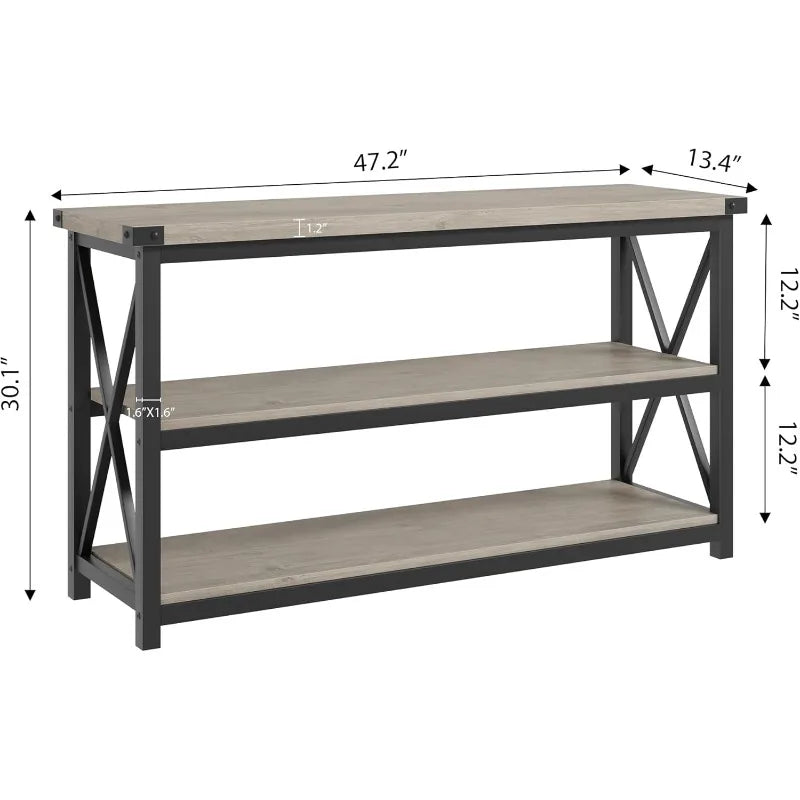 3 Tier Console Table, 47.2" Entryway Table with Storage