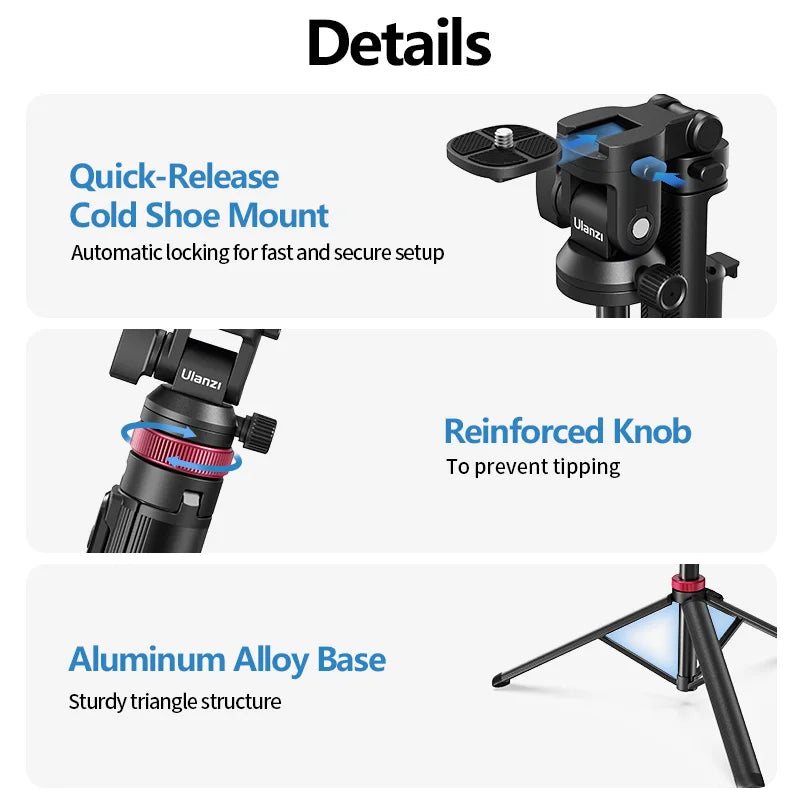 Camera Tripod, Bluetooth Remote, Double Cold Shoe Gimbal
