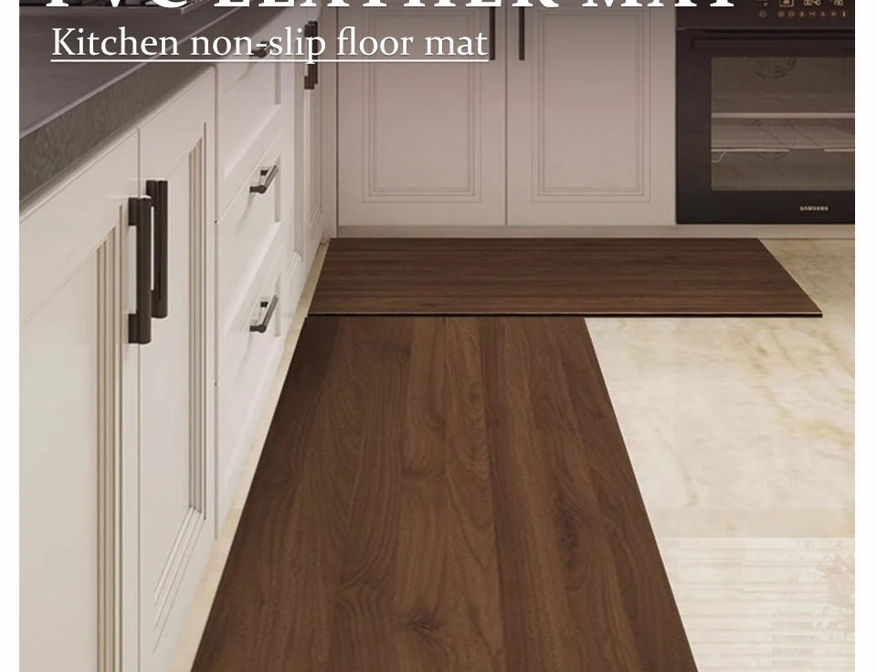 Waterproof Floor Mat Brown Imitation Wood Grain
