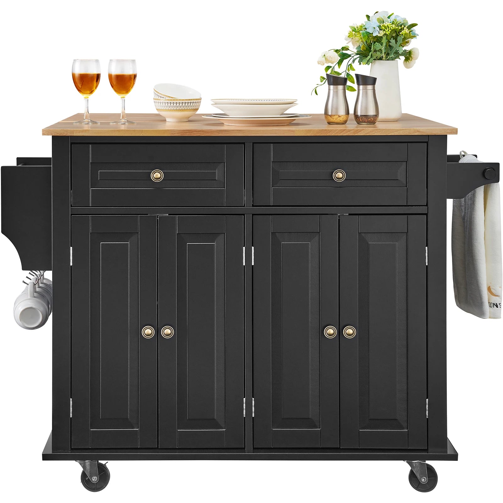 43" Kitchen Island Cart with Leaf