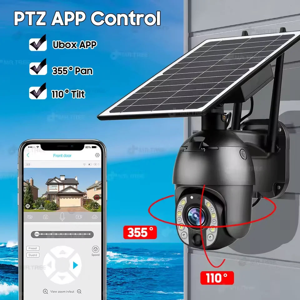 Solar Outdoor Surveillance Camera, 50X Zoom, Humanoid Tracking