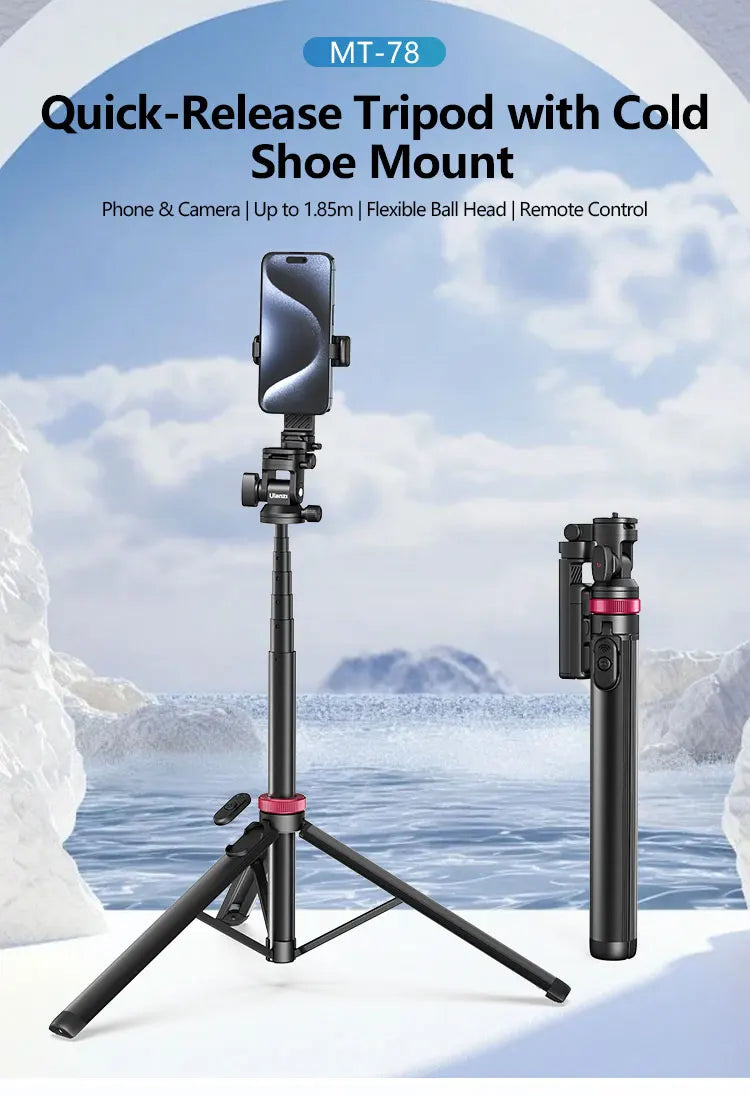 Camera Tripod, Bluetooth Remote, Double Cold Shoe Gimbal