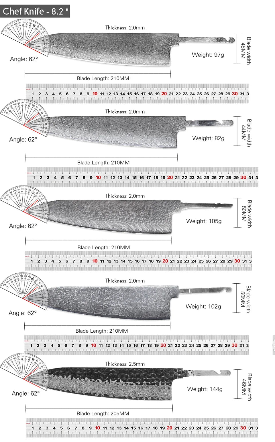DIY Factory Japanese Damascus Steel Chef Knife