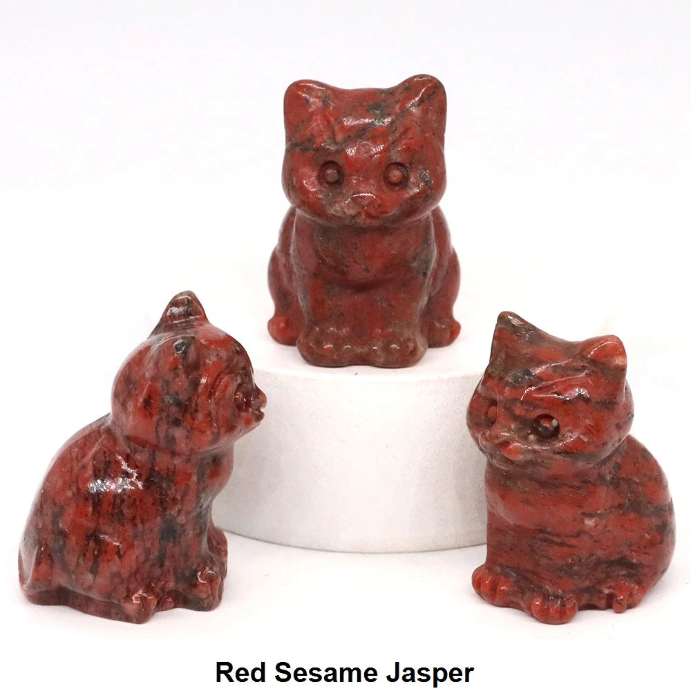 1.2" Mini Hand Carved Animal Kitty Figurine